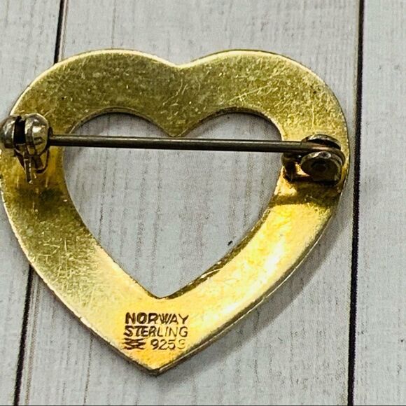 Aksel Holmsen VTG Enameled Heart Brooch - Picture 3 of 3